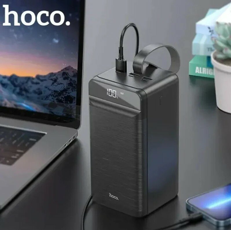 PowerBank Внешний аккумулятор Hoco 80000 DB31A черный фонариком и цифровым дисплеем