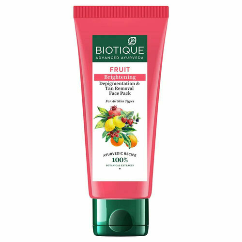 FRUIT Brightening Depigmentation Tan Removal Face Pack Biotique фруктовая Осветляющая маска для лица против темных пятен для всех типов кожи Биотик 50 г 487₽