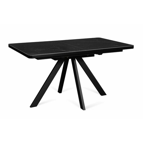 Стол обеденный керамический раздвижной NORWAY 140 NERO CER на металлокаркасе, столешница керамика, цвет черный, черный каркас, 140(180)х85 см