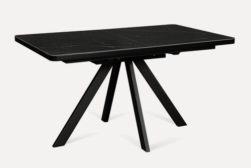 Изображение товара Стол обеденный керамический раздвижной NORWAY 140 NERO CER на металлокаркасе, столешница керамика, цвет черный, черный каркас, 140(180)х85 см