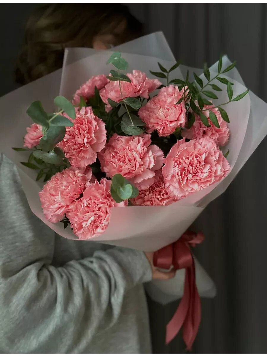 Букет живых цветов диантус 15 шт.