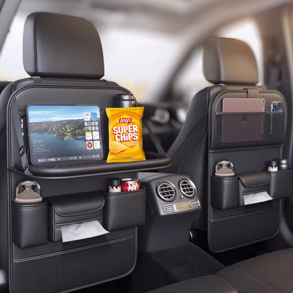 Изображение Органайзер автомобильный на спинку сиденья со складным столиком, чехлы на защита спинки в машину сидений автоорганайзер