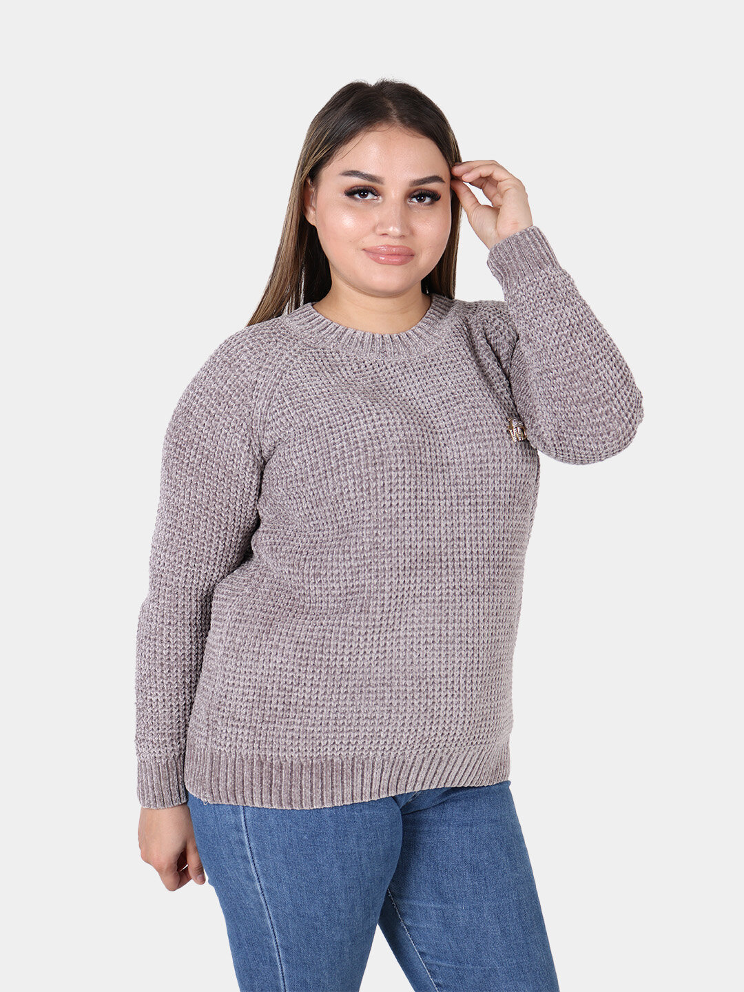 Джемпер , размер One Size, бежевый меланж — фото 1