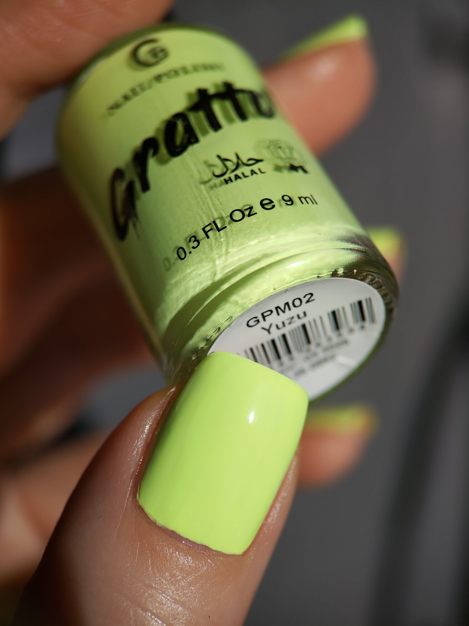 Grattol Color Nail Polish Yuzu - Лак для ногтей, сушка без лампы, Халяль, 9 мл
