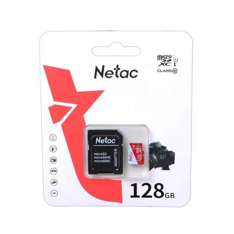 Карта памяти MicroSD 128Гб Netac P500 ECO + SD