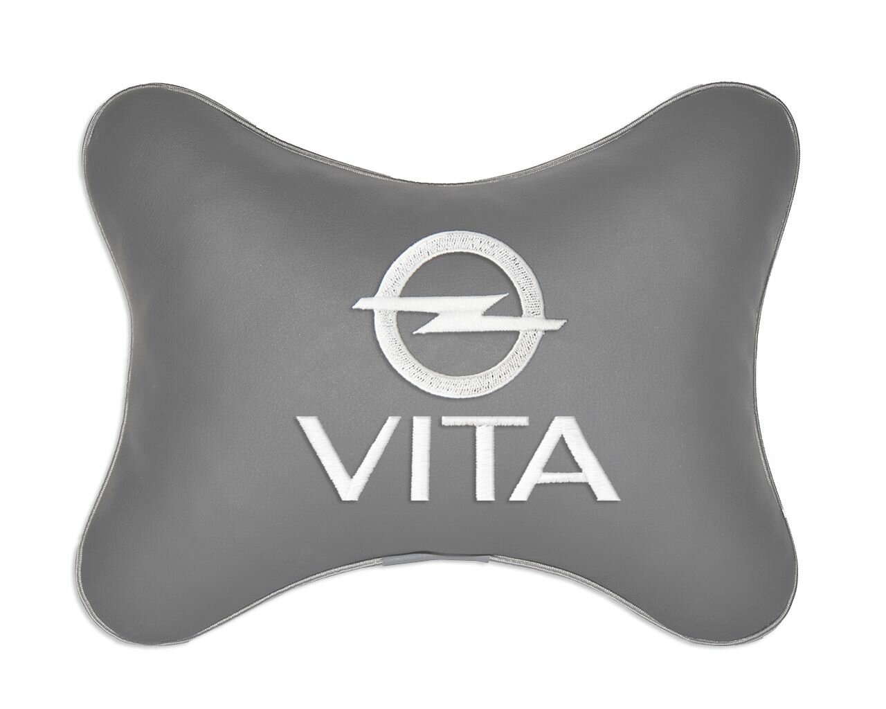 Подушка автомобильная на подголовник серая экокожа OPEL Vita