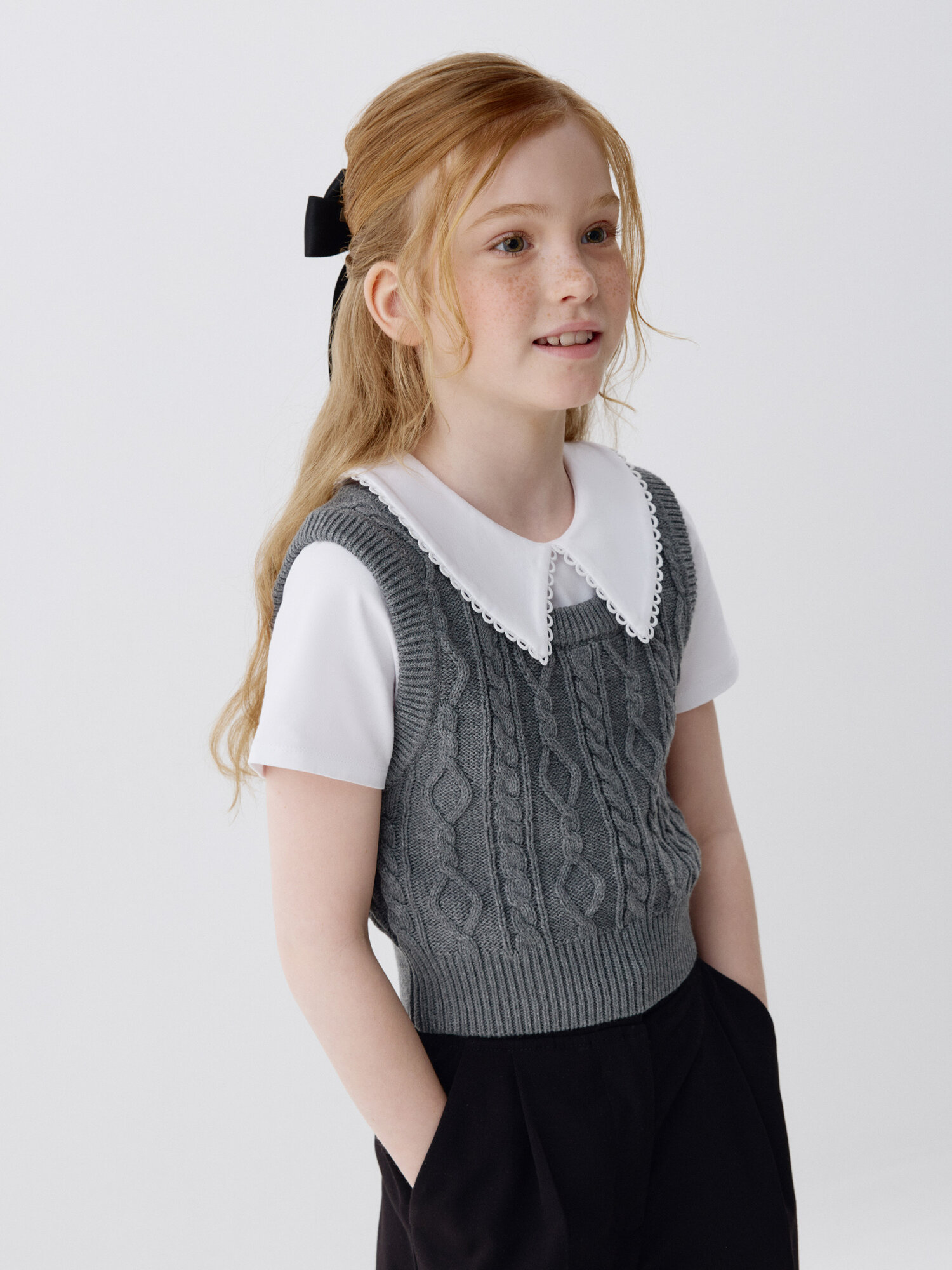 Школьный жилет Sela размер 140 темно-серый меланж