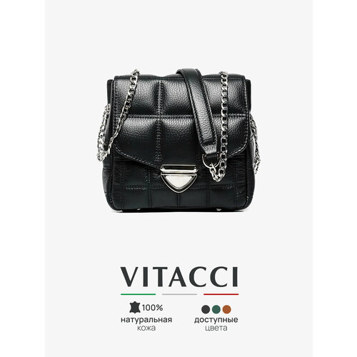 фото Сумка сэтчел vitacci, фактура стеганая, зернистая, черный