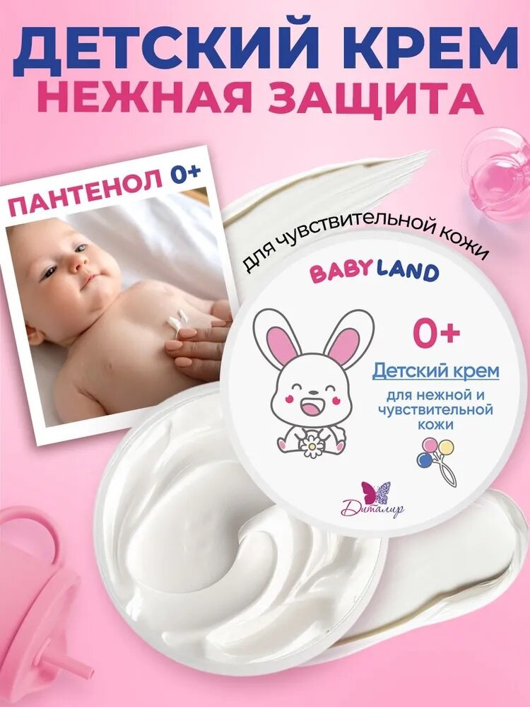 Детский крем для нежной и чувствительной кожи BABYLAND 0+ 140 г.