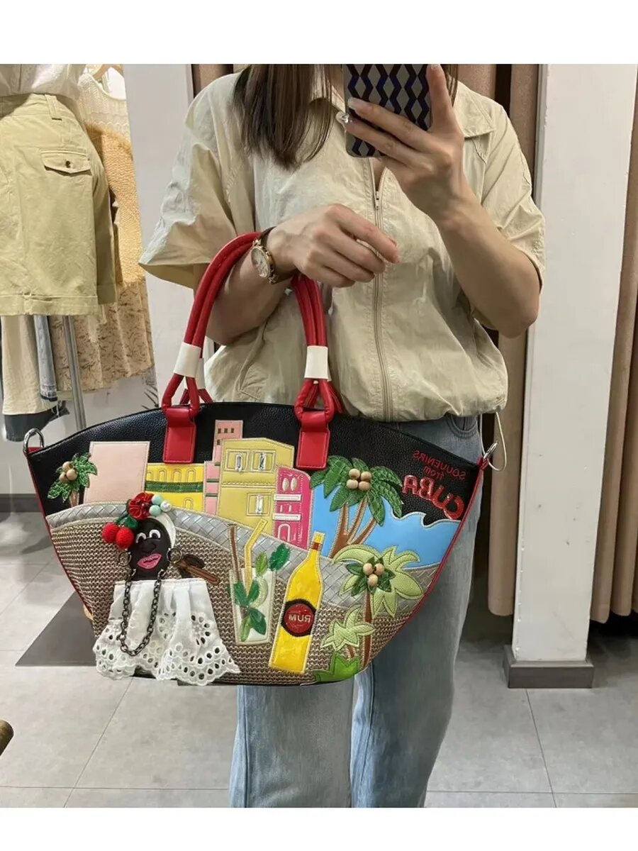 Сумка в стиле Braccialini аппликация пэчворк дизайнерская