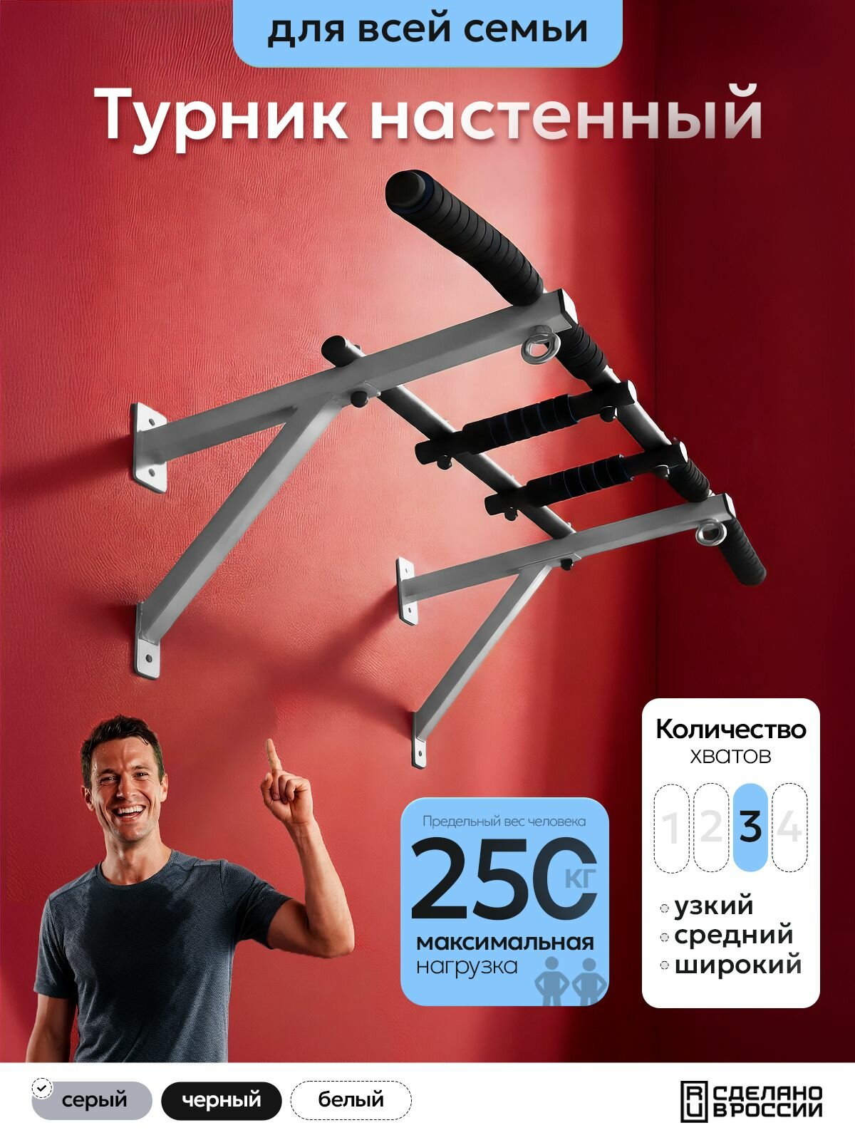 Турник настенный INVENT TUR-105 серый