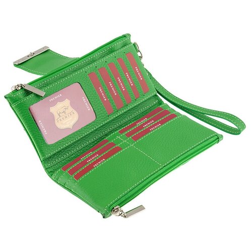 фото Кошелек женский из натуральной кожи, маленький бумажник для денег, портмоне на каждый день зеленый cro-s-33-322 кроко