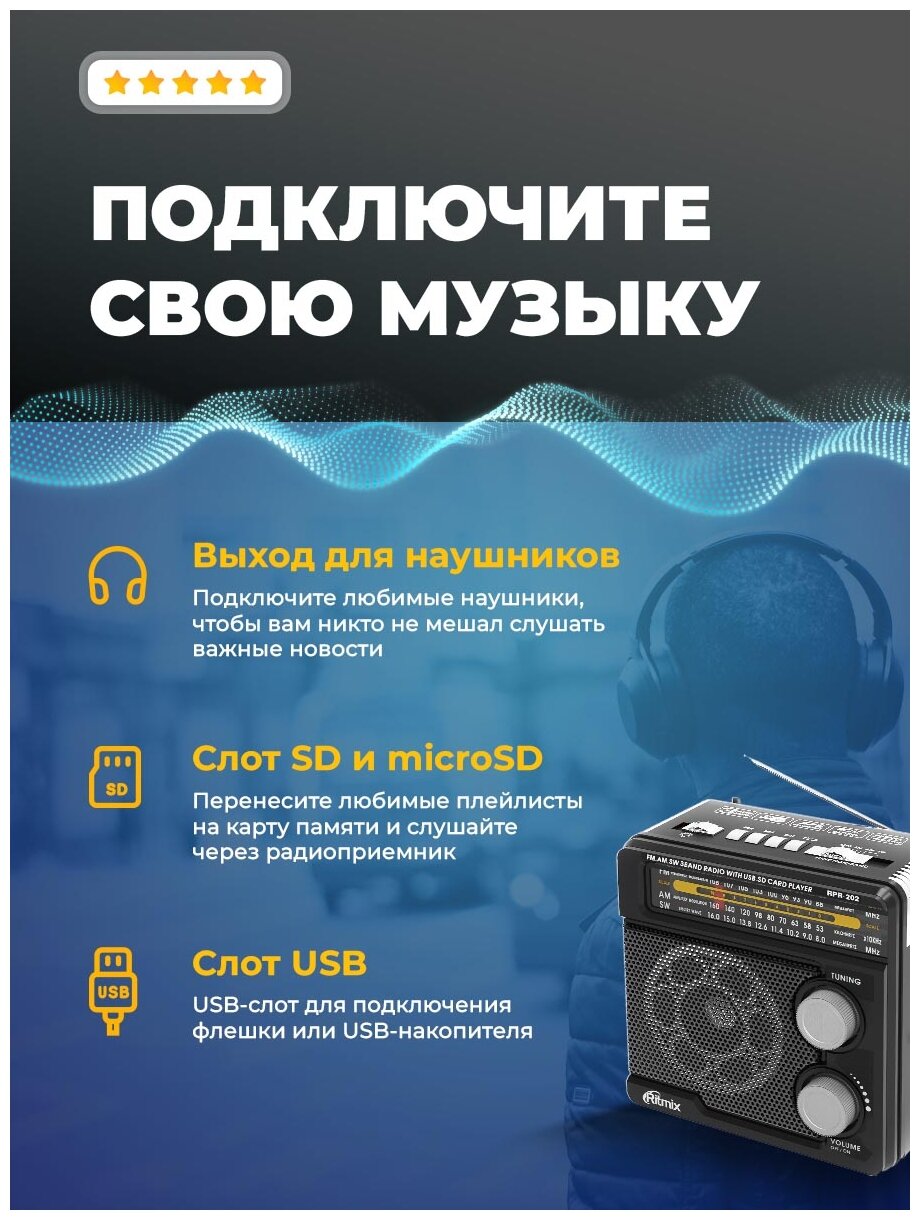 Радиоприемник Ritmix RPR-202 BLACK