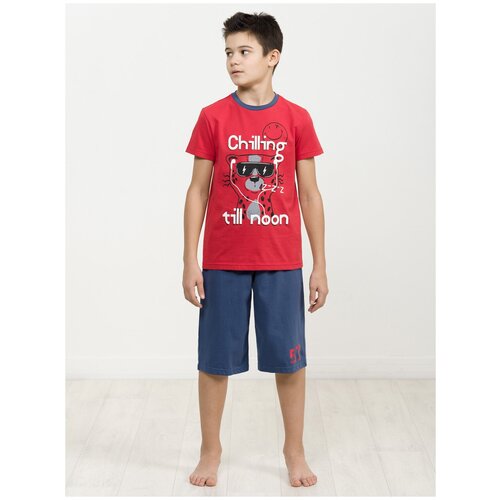 Пижама: футболка и бриджи Pelican NFATB4271U для мальчиков, цвет красный, размер 6 красного цвета