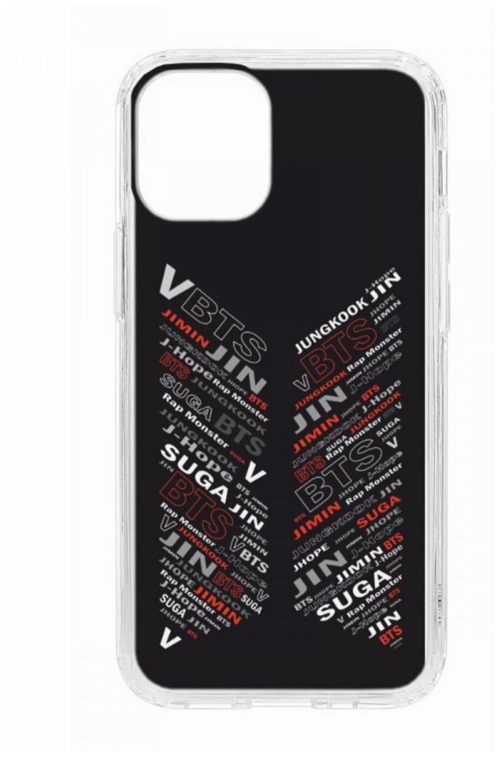 Чехол для Apple iPhone 12 mini КRUЧЕ Print BTS,пластиковая накладка,прозрычный бампер с защитой камеры,противоударный кейс с рисунком на Айфон 12 мини