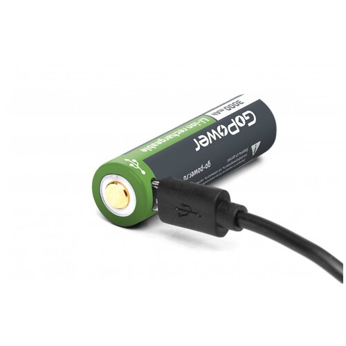 Аккумулятор Li-ion GoPower 18650 3.7V 3000mAh с защитой + USB