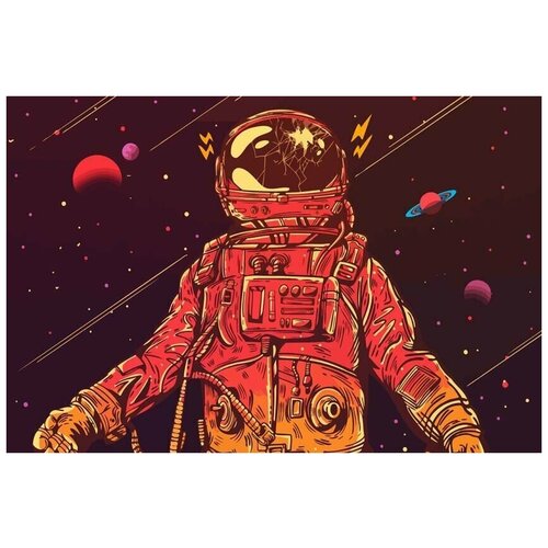Картина по номерам на холсте Космос (Красочный космонавт, Луна, Планета) - 7718 Г 60x40 картина по номерам на холсте космос красочный космонавт луна планета 7719 г 60x40