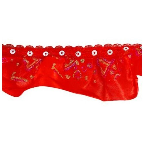 тесьма fango fashion ширина 2 5 см цвет красный Тесьма, сетка с напылением на красном атласе, 5 см, в рулоне 10 м