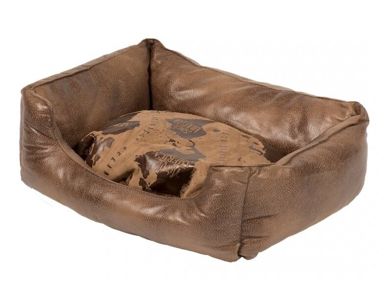DUVO+ Лежак для собак с бортиками "Explorer Bed", коричневый - фото №1