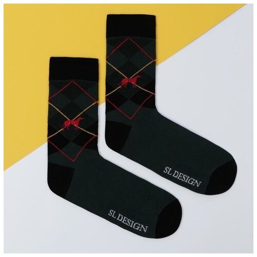 фото Мужские носки sl russian brand, классические, на 23 февраля, размер 41-42, черный