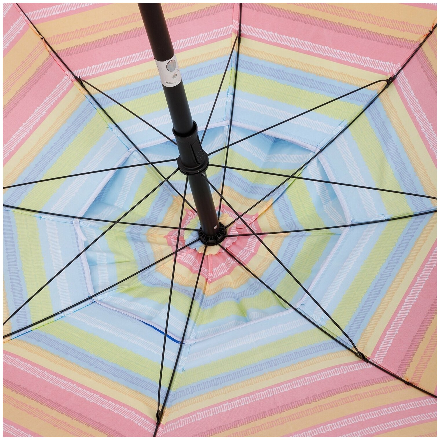 Пляжный зонт, 2 м, с клапаном, с наклоном, Премиум (мультиколор/принт "радуга") в чехле - фотография № 5