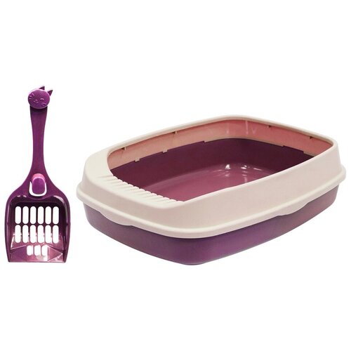 Ящик для кошачьего туалета+совок ED HOME 44*34*12 см. розовый лоток/новинка