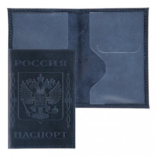 Обложка для паспорта натуральная кожа, цвет синий KLERK Boss 213951 - 1 шт.