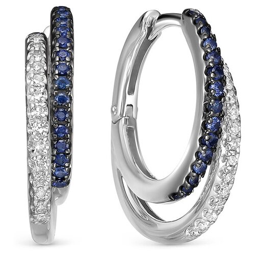 Серьги с 30 сапфирами и 30 бриллиантами из белого золота 85864 VESNA jewelry