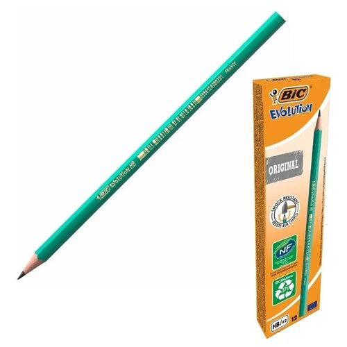 Карандаш чернографитный HB Bic Evolution Эко заточенный шестигранный 12 шт