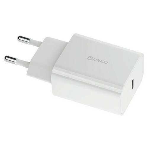 Unico Сетевое ЗУ, 20W, 2xUSB-C, вх 2,4А, вых 5V/3A,9V/2.22A,12V/1.67A(PD20W), защита от КЗ, PowerDelivery , белый, RTL BOX