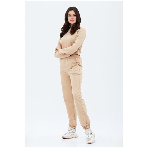 фото Костюм спортивный женский only luck весенний комплект топ и джоггеры из футера большие размеры для беременных tv-k03 бежевый