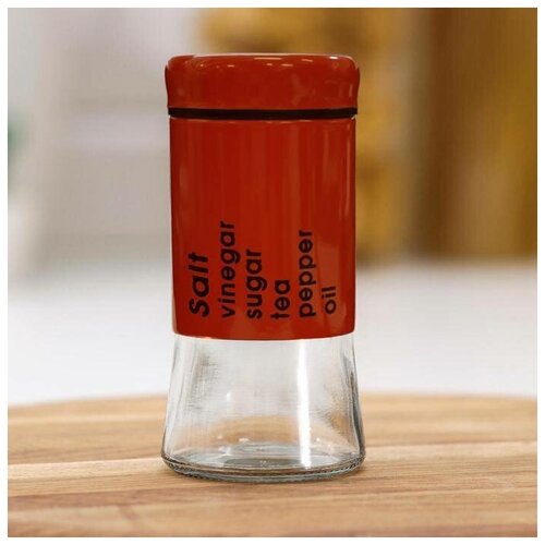 Солонка, перечница, емкость для соли и специй с крышкой, 11 см, красный