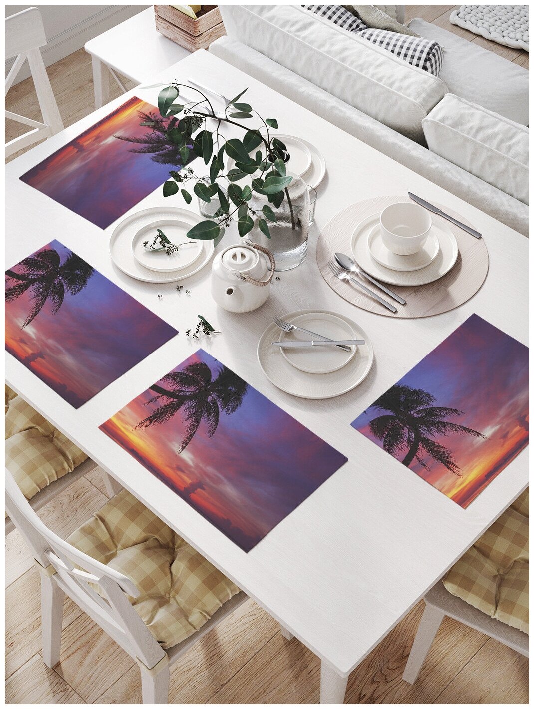 Комплект салфеток JoyArty "Утро на Карибах" для сервировки стола (32х46 см, 4 шт.)