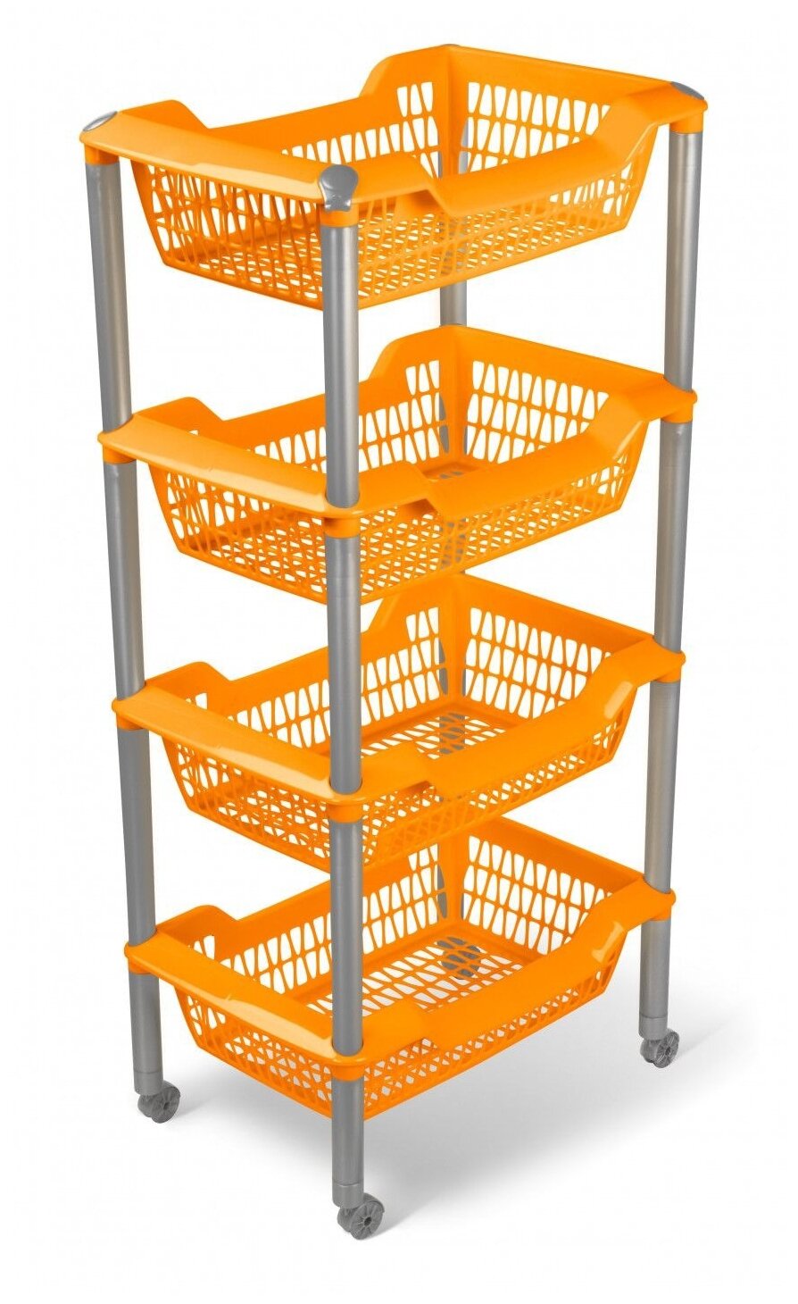 Этажерка универсальная «Джета» 4 корзины на колесиках оранжевая