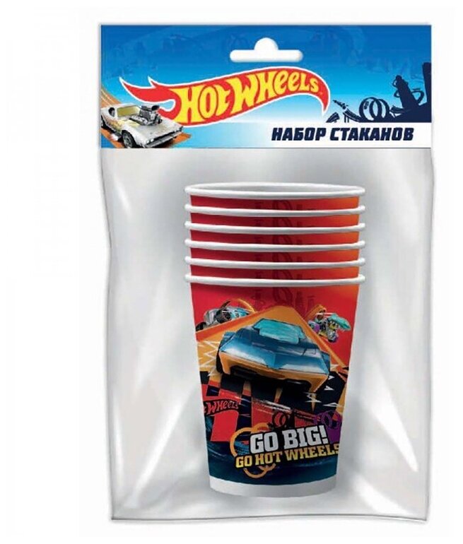 Стаканы Hot Wheels, 250мл, 6шт.