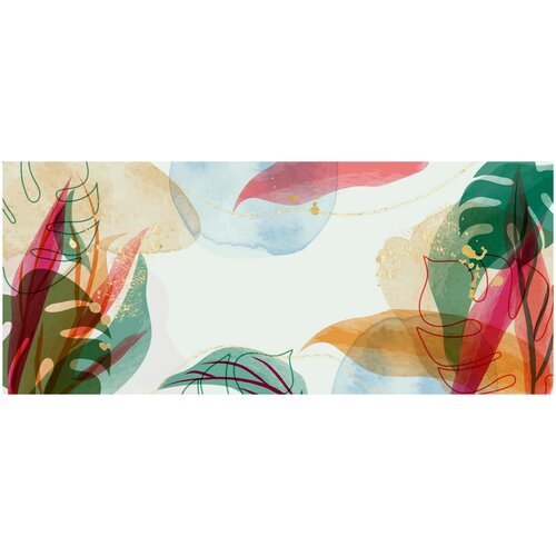 Фотообои Уютная стена Абстрактные тропические листья акварелью 640х270 см Виниловые Бесшовные (единым полотном)
