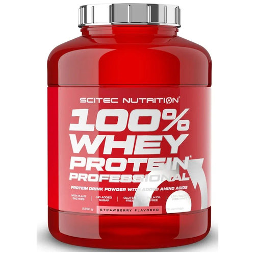 Протеин Scitec Nutrition 100% Whey Protein Professional, 2350 гр., клубника scitec nutrition 100% whey protein 2350 гр клубника