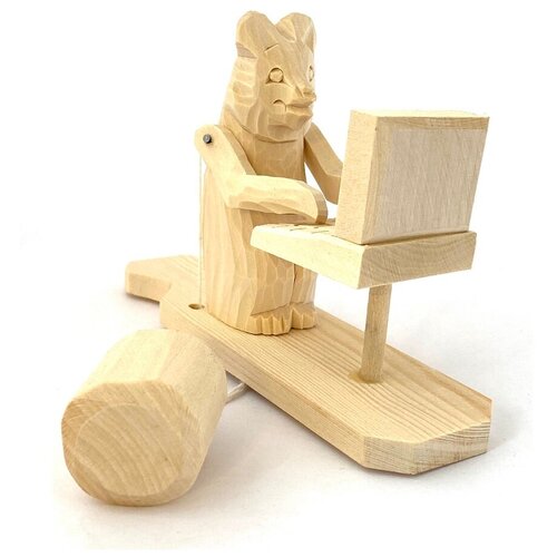 Богородская детская развивающая игрушка Медведь за компьютером ручная работа