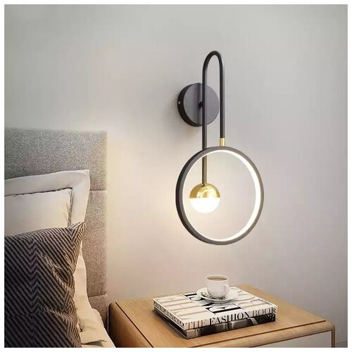 Настенный светодиодный светильник в современном стиле, комнатное светодиодное бра черного и золотого цветов.