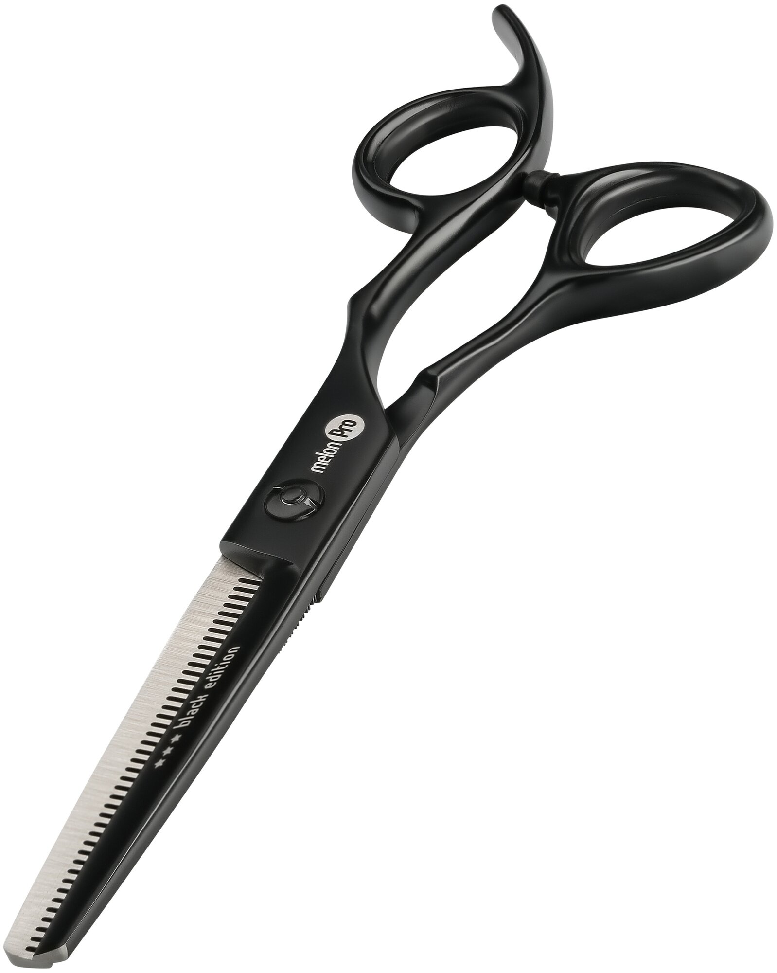 Melon Pro 6.0" ножницы парикмахерские филировочные эргономичные 42 зубьев Black Edition