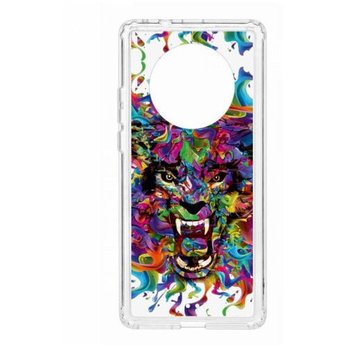 Чехол для Huawei Mate 40 Pro Kruche Print Colored beast, противоударная пластиковая накладка с рисунком, силиконовый бампер с принтом и защитой камеры