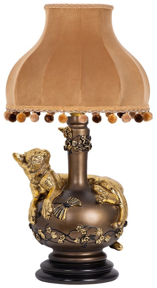 Настольная лампа Bogacho Агнесса бронзовая с песочным абажуром Классика
