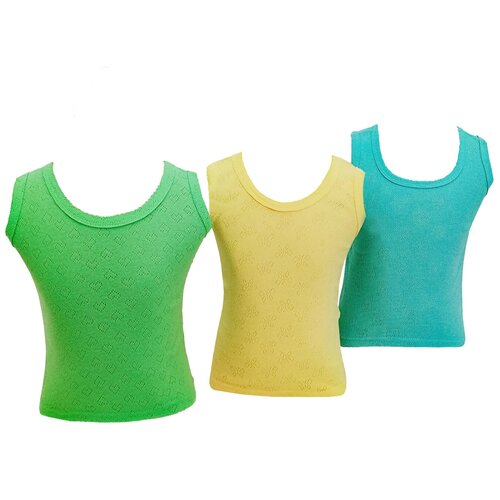 фото Майка ажур 3 шт., жел/бирюз/салат, 80р. маленький принц