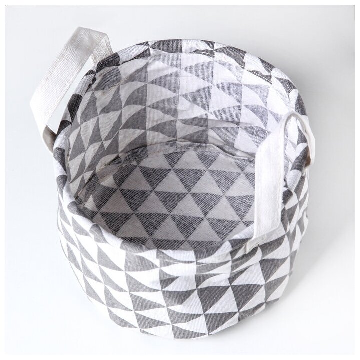 Корзина для хранения с ручками «Геометрия», 20×20×17 см, цвет серый - фотография № 3