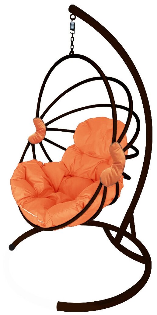 Подвесное кресло M-Group веер, разборный коричневый, оранжевая подушка