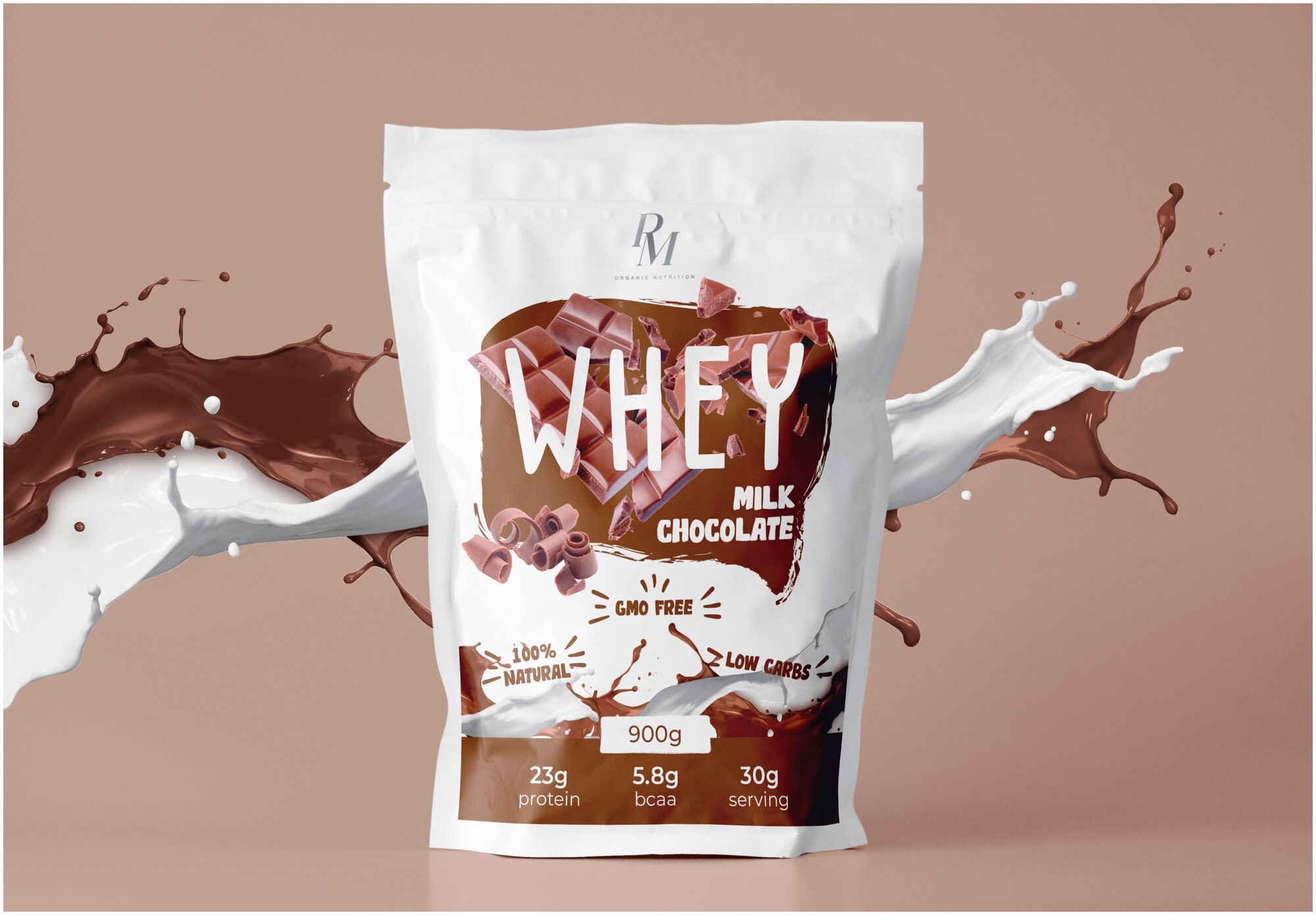 Протеин Whey PM-organic nutrition, 900 гр, молочный шоколад