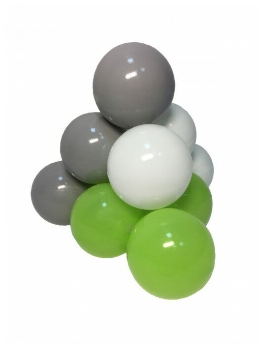 Комплект шариков Салатовый свет в тени (50шт: салатовый, серый, бел) для сухого бассейна - фотография № 1