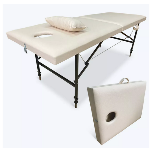 Массажный стол Fabric-Stol с регулировкой ножек, 180х60х65-85 см, бежевый