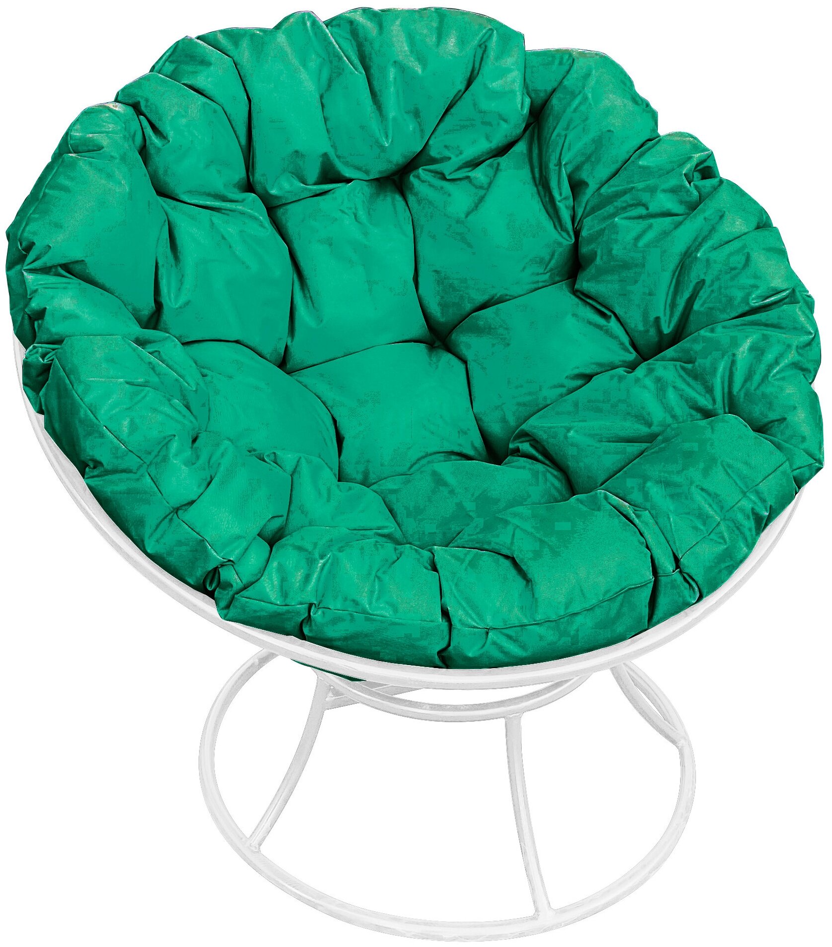 Кресло m-group папасан белое, зелёная подушка - фотография № 1