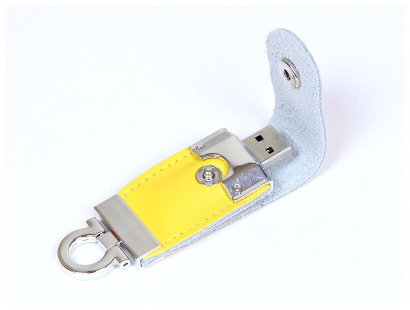 Кожаная флешка брелок для нанесения логотипа (4 Гб / GB USB 2.0 Желтый/Yellow 209 Flash drive)